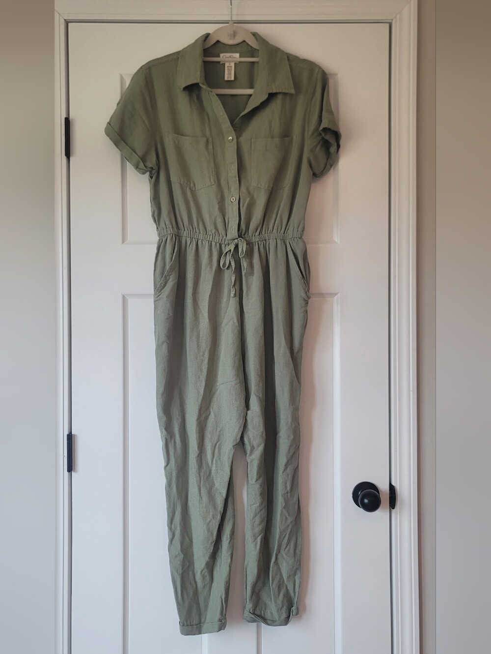 Jessica Simpson Olive Green Short-Sleeve Jumpsuit